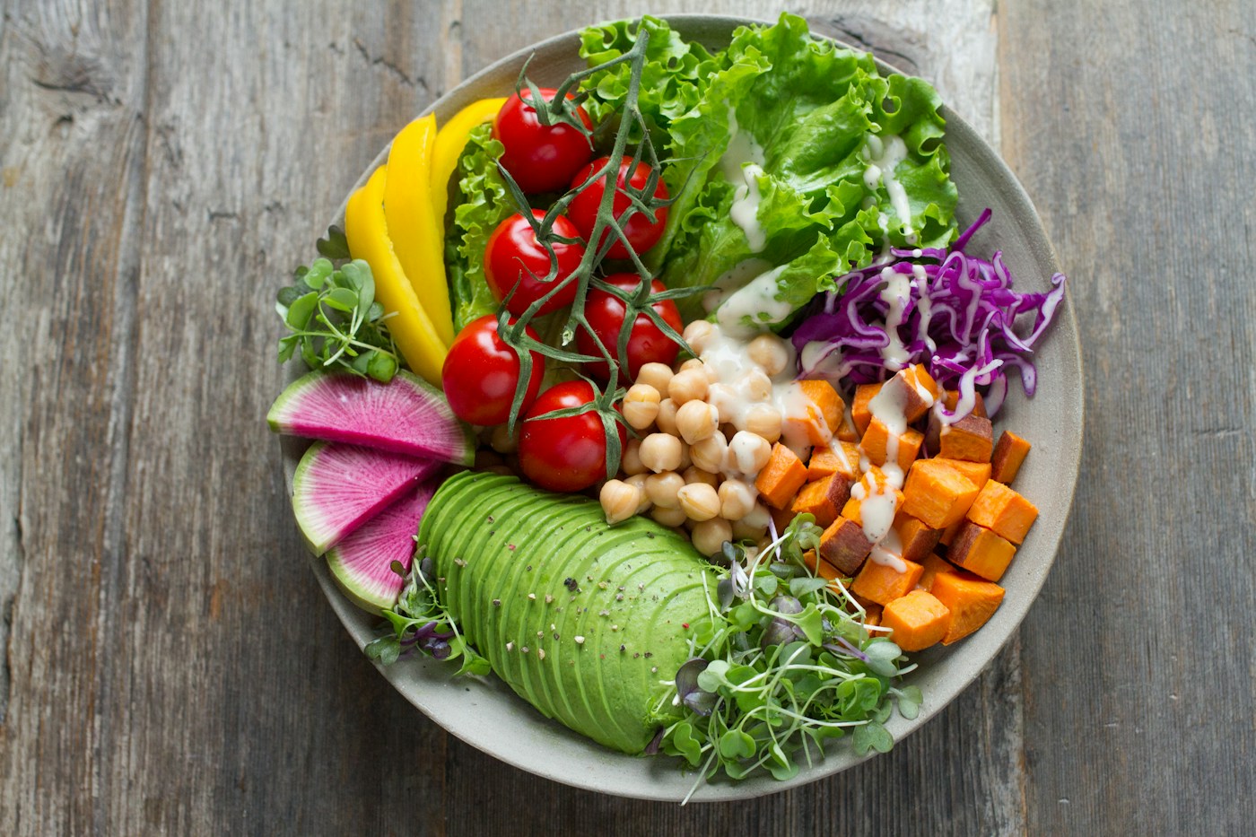 An example of a colourful vegetable salad